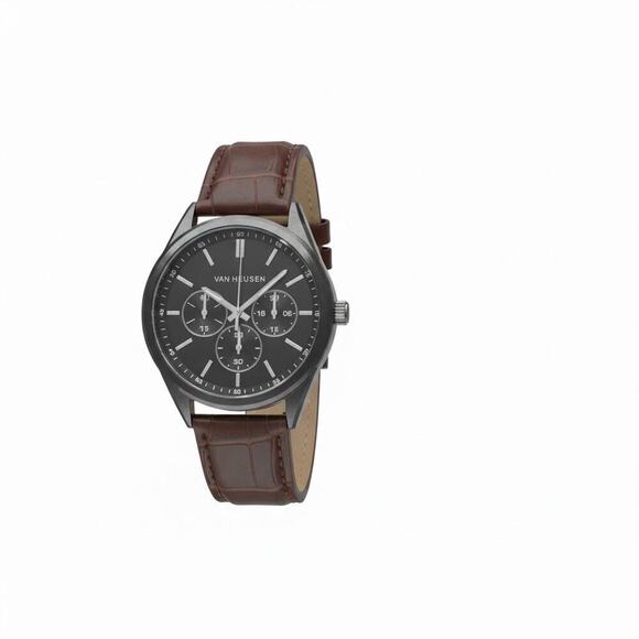 Van Heusen Accessories - Van Heusen Men’s Watch & Bracelet Set Brown Leather